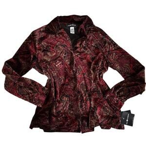 Vintage Sag Harbor Velvet Paisley Blouse NWT